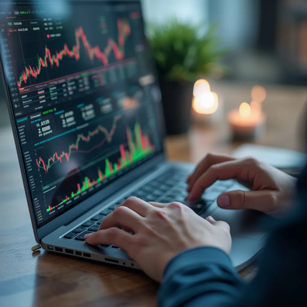 Un consultor financiero analizando datos en una laptop