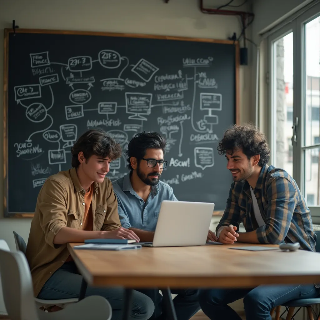 Equipo de startup tecnológica colaborando en oficina moderna